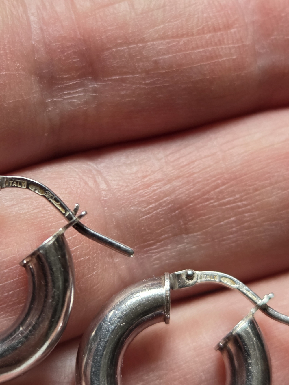 Sterling Silver Chunky Hoop Earrings - Smooth Silver Finish - Picture 7 of 10
